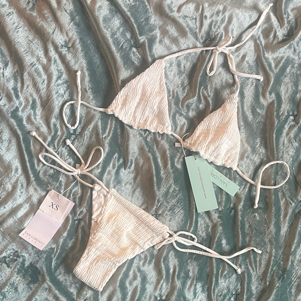San Lorenzo White Textured Bikini Set